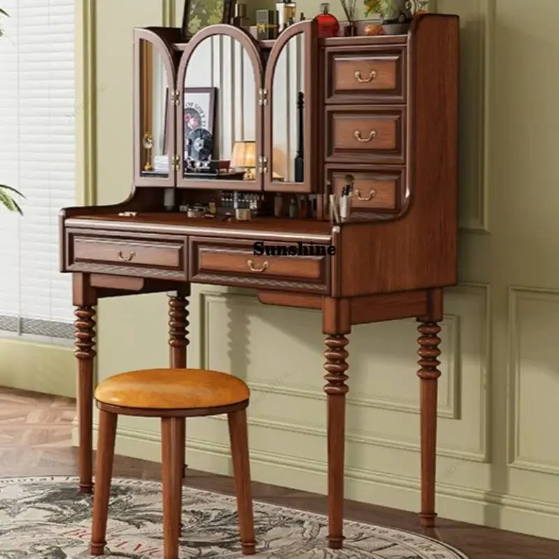 

YBrown Mirror Vanity Desk Luxury Decorations Girl Modern Lounges Vanity Desk Bedroom Drawers Coiffeuse Chambre Furniture Home