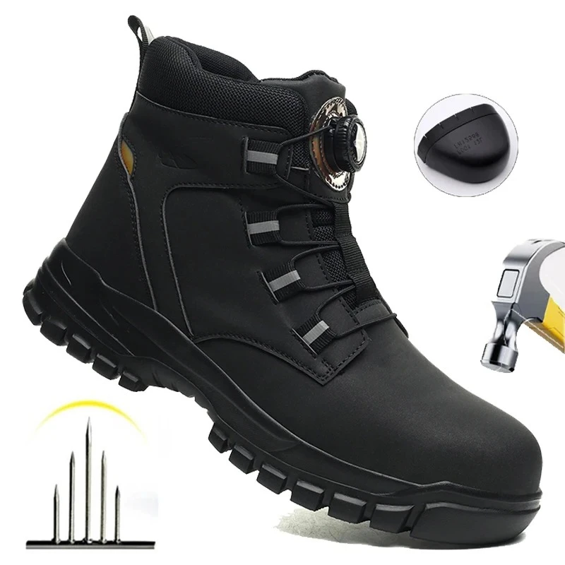 Men Waterproof Safety Boots Indestructible Steel Toe Work Boots Anti-smash Stab-resistant Safety Shoes Biker Botas Para Hombre