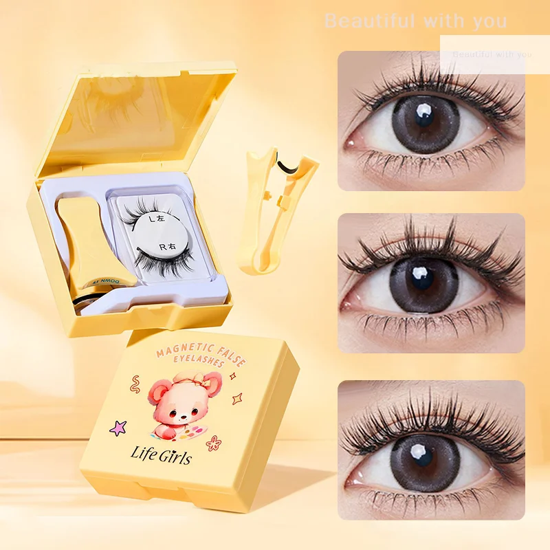 Ciglia magnetiche calde Set 1 paio riutilizzabili Nessuna colla necessaria Ciglia finte con pinzette magnetiche Strumento per trucco ciglia finte ricci
