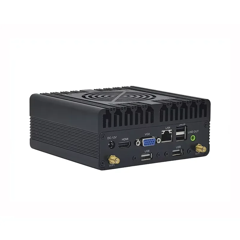 2026 ELSKY New Model N12H-D Micro Computer with Fan N100/N97/N95/I3-N305 Embedded Fanless Industrial Control Computer DDR4