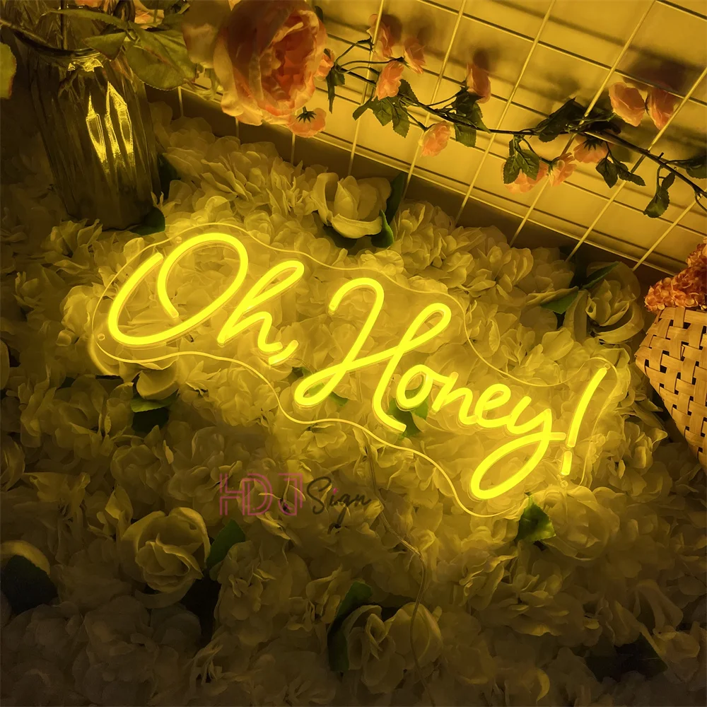 111 أوه العسل النيون وحدة إضاءة LED جداريّة غرفة نوم الزفاف الديكور أضواء النيون عكس الضوء USB غرفة المنزل ديكور حفلات الزواج علامات الهدايا