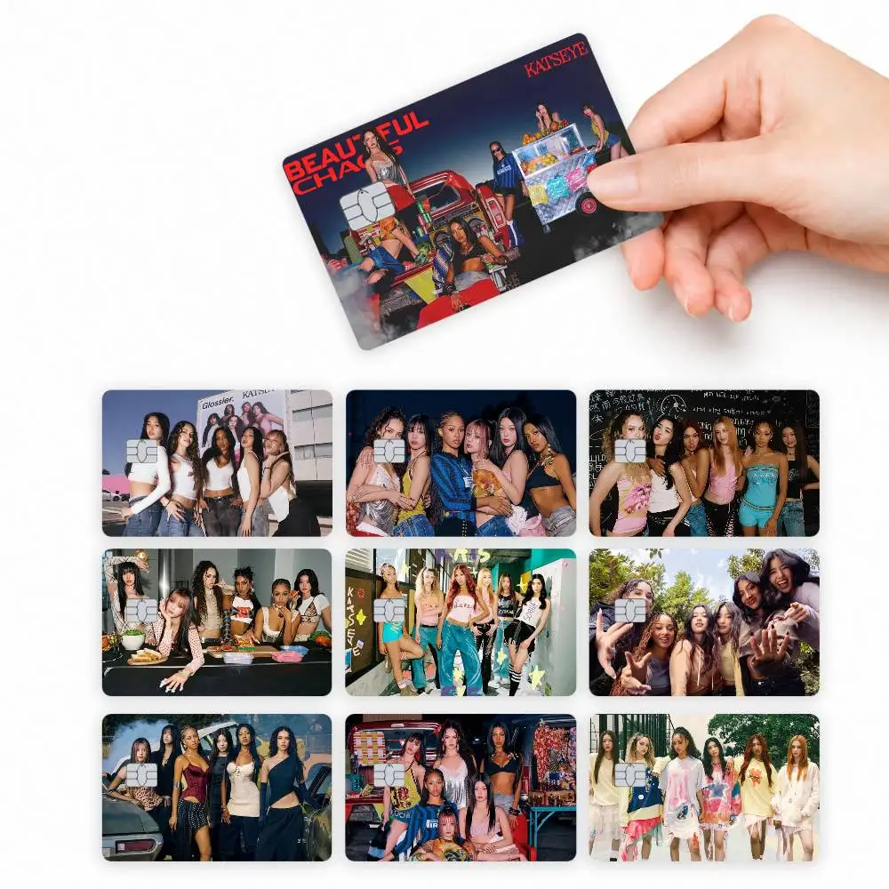 Korea kpop band K-Katseye 4pcs Credit Card Skin Stickers Suitable for Bank Debit Subway Bus Transit Pass Decorative Cover