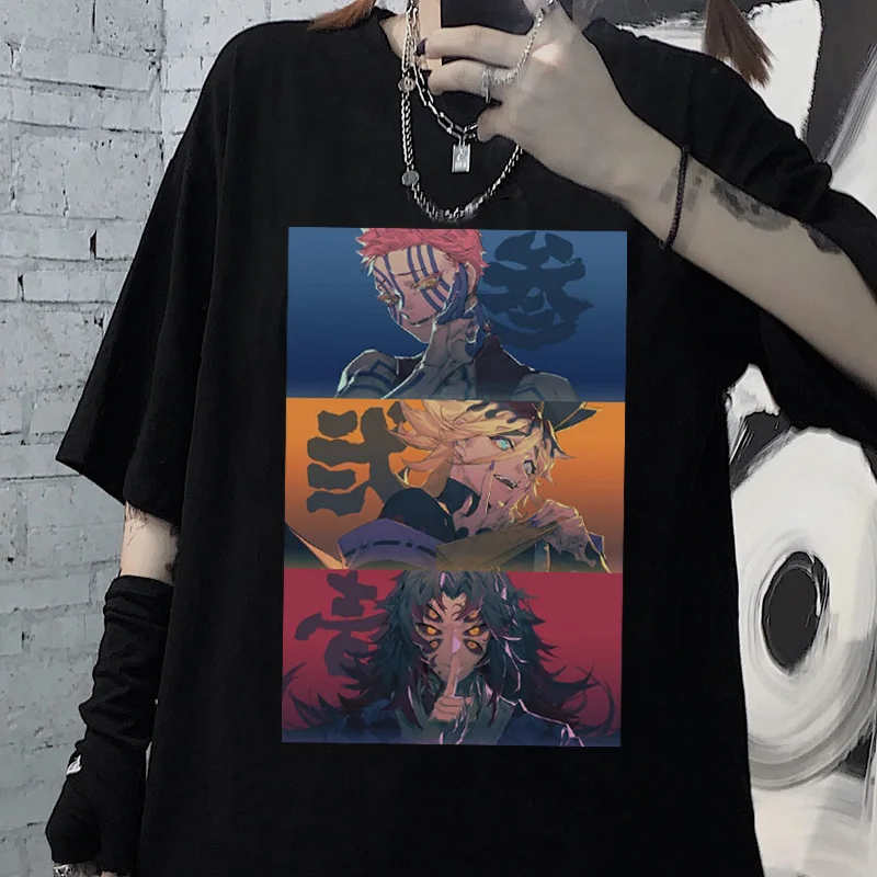 Demon Slayer Oversized T-Shirt Anime Demon Blade blouses Goth Tees O Neck Short Sleeve harajuku Tops women vintage y2k Clothing