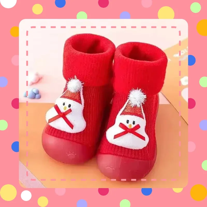 Sepatu Anak-anak Hangat Anti-selip Gaya Klasik Kaus Kaki Sepatu Balita Bayi Kartun Tebal Musim Dingin untuk Sepatu Lantai Anak Laki-laki dan Perempuan