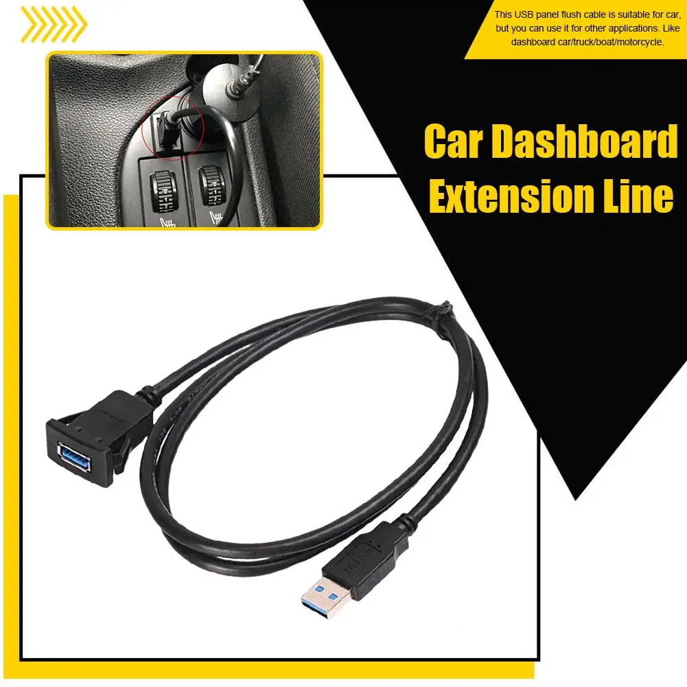 

Car Dashboard Extension Cable USB 2.0 Male To Female Panel Socket Car Motorcycle Accessories Waterproof Boat Truck X3T0