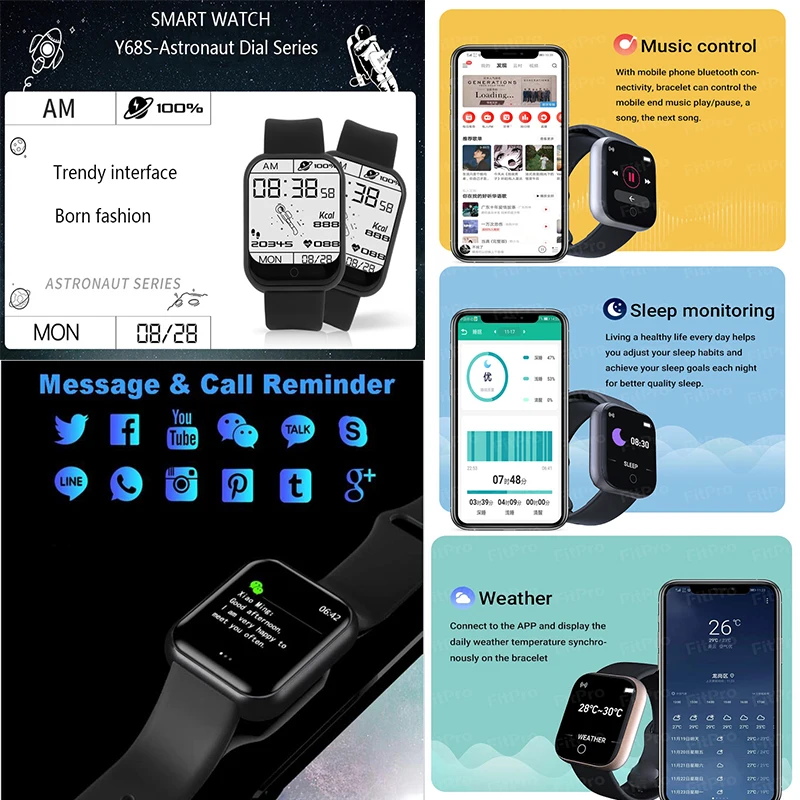 Kids Smart Digital Watches Boys with Connected Watch Child Step Count Heart Rate Monitoring Bluetooth Wirstwatch for Men Women