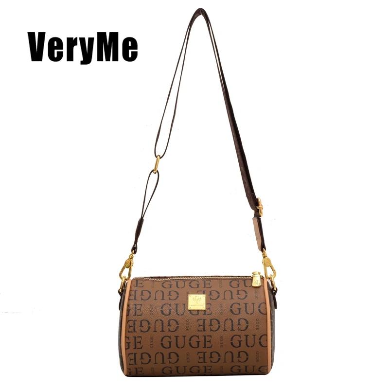 VeryMe 2022 Vintage Pu Leather Boston Women\'s Bag Fashion Design Brand Female Shoulder Pack Popular Crossbody Purse And Handbags