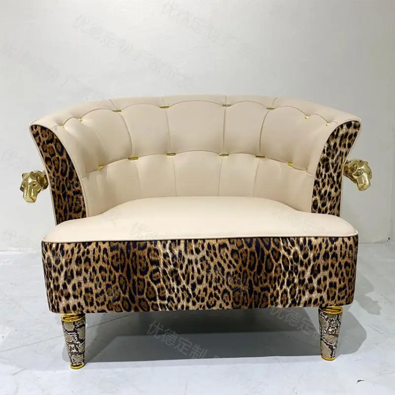 Light Luxury Leopard Print Single Sofa Hotel Meeting Room 3+2+1  Combination