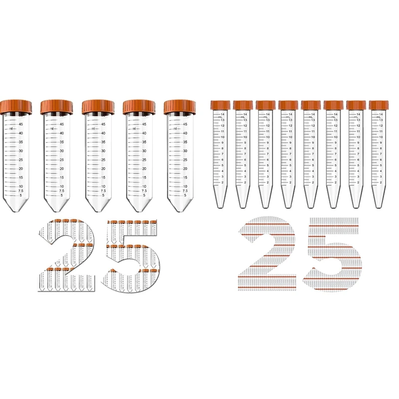 

Conical Centrifuge Tube - 50ML Centrifuge Tubes, 25 Pcs Sterile Tubes With Leak-Proof Screw Caps, Conical Tubes Easy To Use