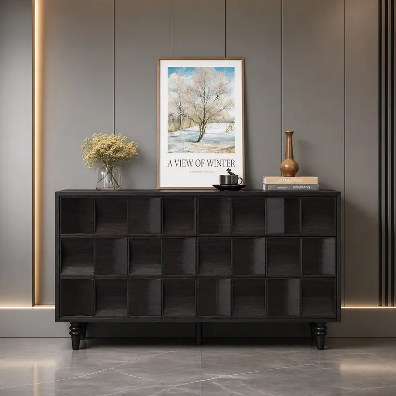 Medieval Solid Wood Dining Side Cabinet Modern Simple Living Room Storage Locker Household Furniture New Model