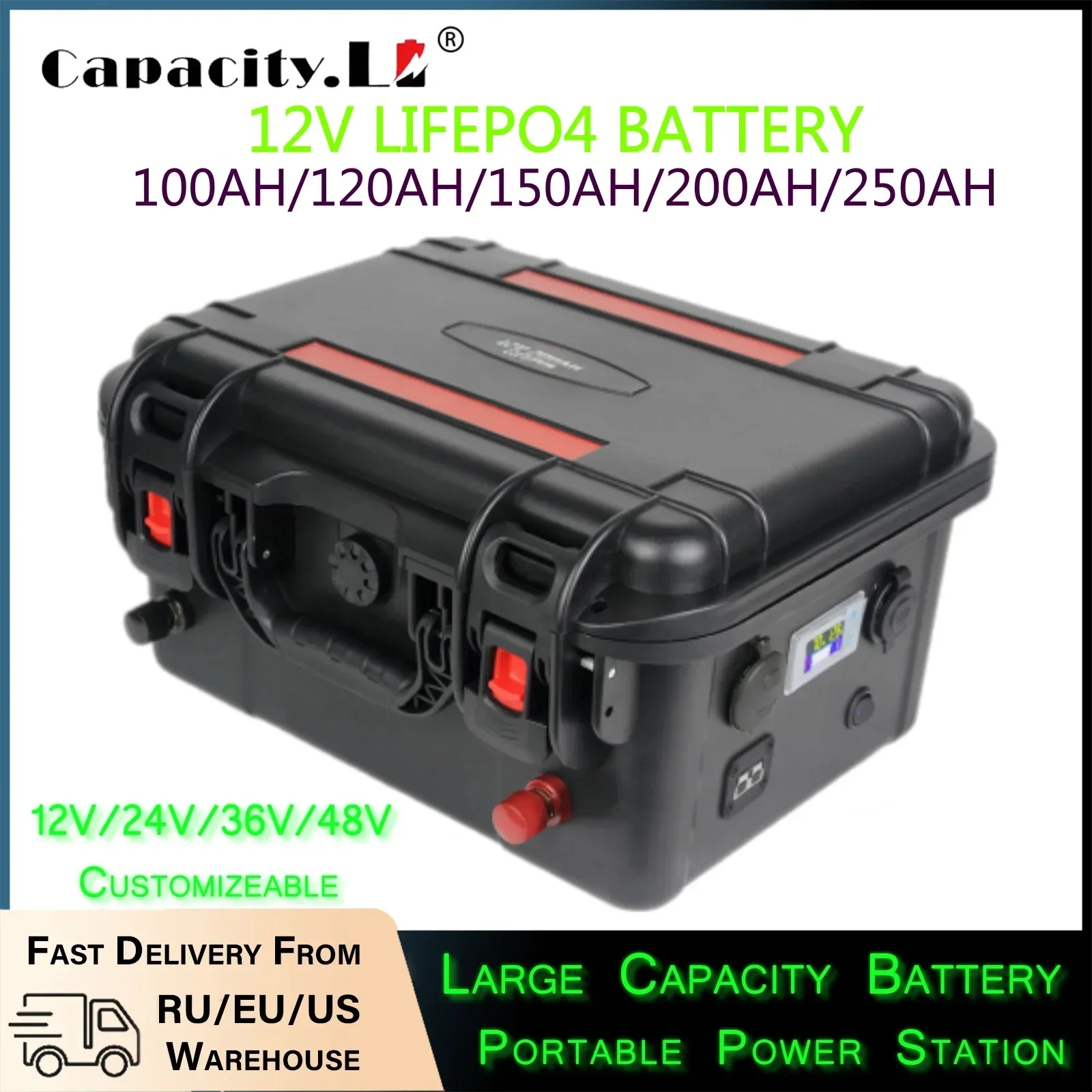 12V 100Ah 300Ah LiFePO4 Battery Packs with BMS Toolbox type Portable Power Station 120ah For Outdoor Work Party Camping Fishing