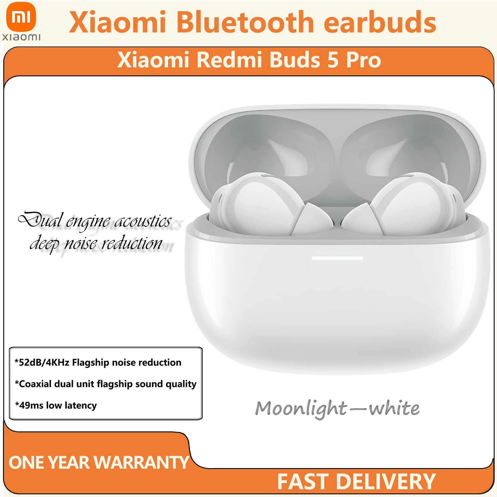 الإصدار العالمي الجديد من سماعات Xiaomi Redmi Buds 5 Pro 52dB المزودة بخاصية إلغاء الضوضاء النشطة بلوتوث 5.3 اللاسلكية لهاتف Redmi Note 13 Pro