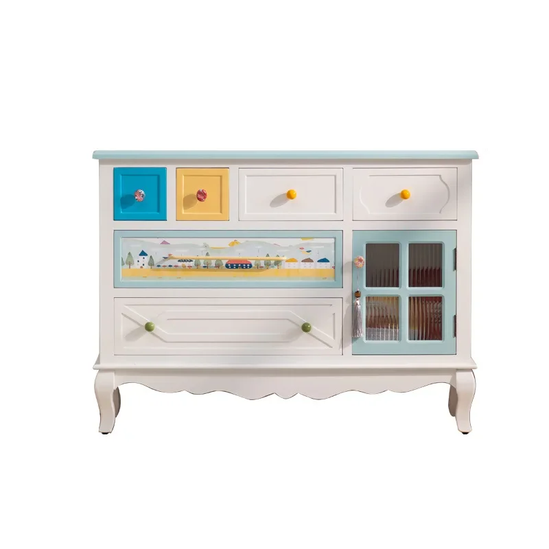 

Dopamine chest, solid wood painted decorative cabinet, French bedroom, living room, storage cabinet, kindergarten side cabinet