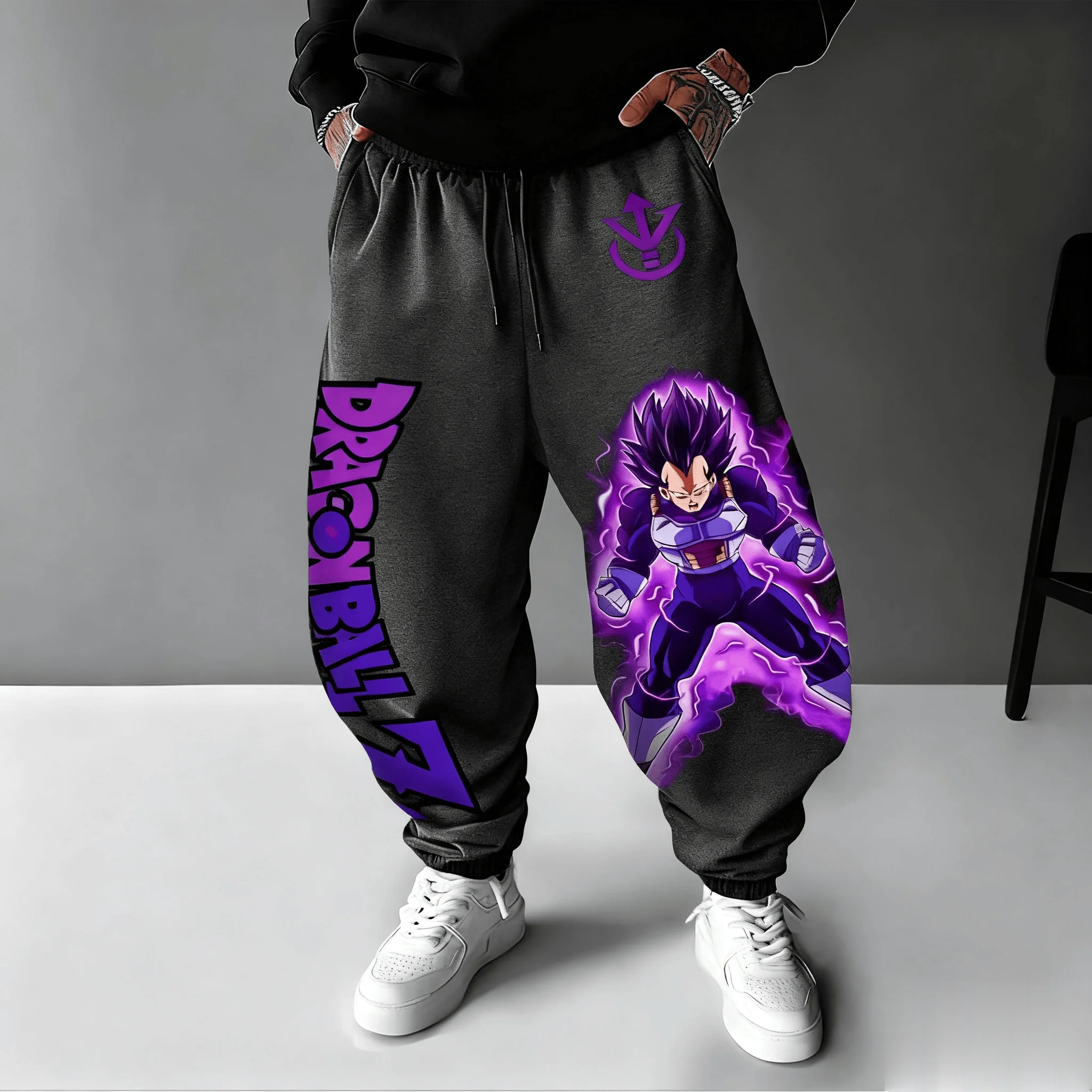 Dragon ball z vegeta anime moletom masculino impressão gráfica solta casual streetwear algodão jogger calças hip hop outono y2k