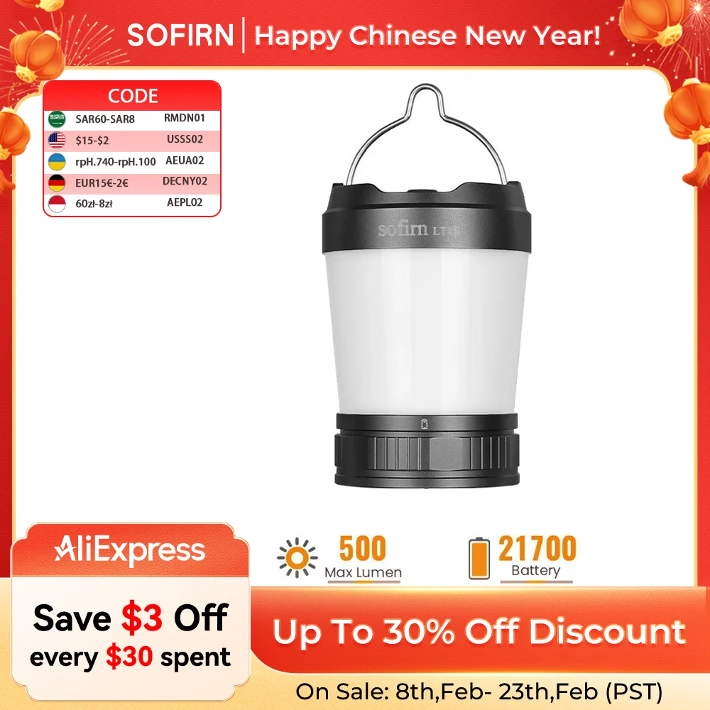 Sofirn LT1S Cắm Trại USB-C Sạc 21700 Đèn Lồng Mạnh Đèn Pin 2700K Đến 5000K Đèn Báo Nguồn Điện & Sạc Ngược