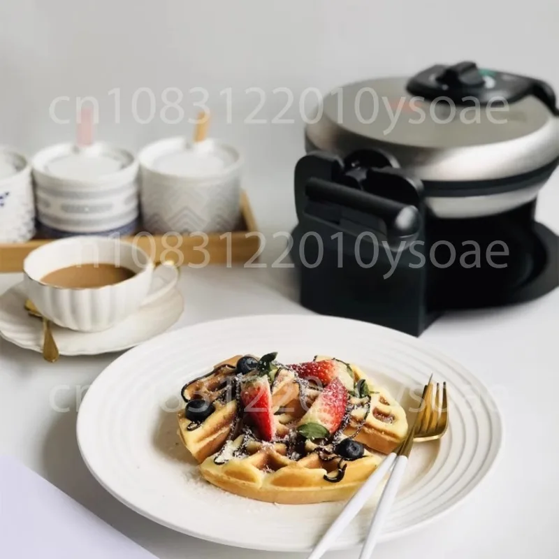 For 220V Non Stick Coating Electric Waffle with Manual 180° Flipping and Rotating Feature for Home Commercial Use