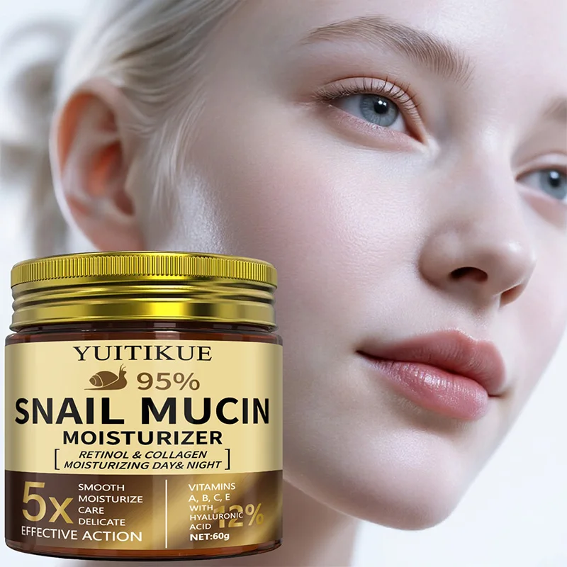 كريم YUITIKUE 95% Snail Mucin مع الريتينول والكولاجين - للبشرة القوية والناعمة والمرطبة للاستخدام الليلي والليلي