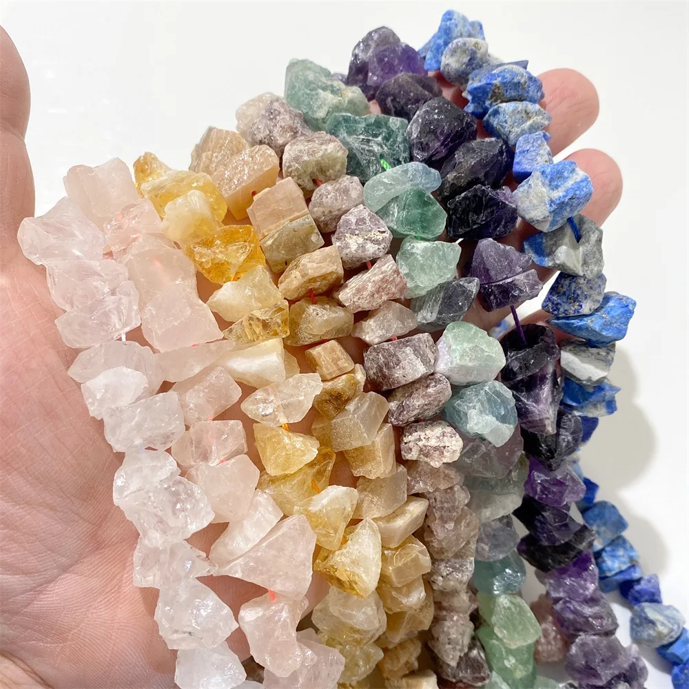 Natural Freeform Raw Stone Beads 10-13mm Citrine Fluorit Apatite Amethyst Quartz Mineral Nugget Bead Fit Jewelry Making DIY 7.5