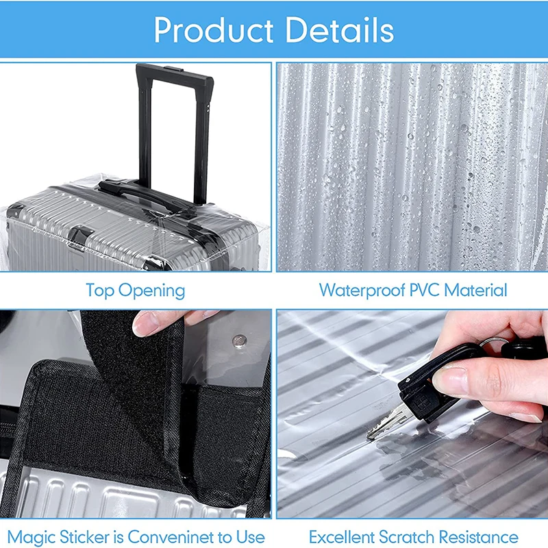 Transparent Clear Tavel Luggage Cove, Waterproof Suitcase Cover Protector, Foldable Dutoproof Luggage Cover Poteter