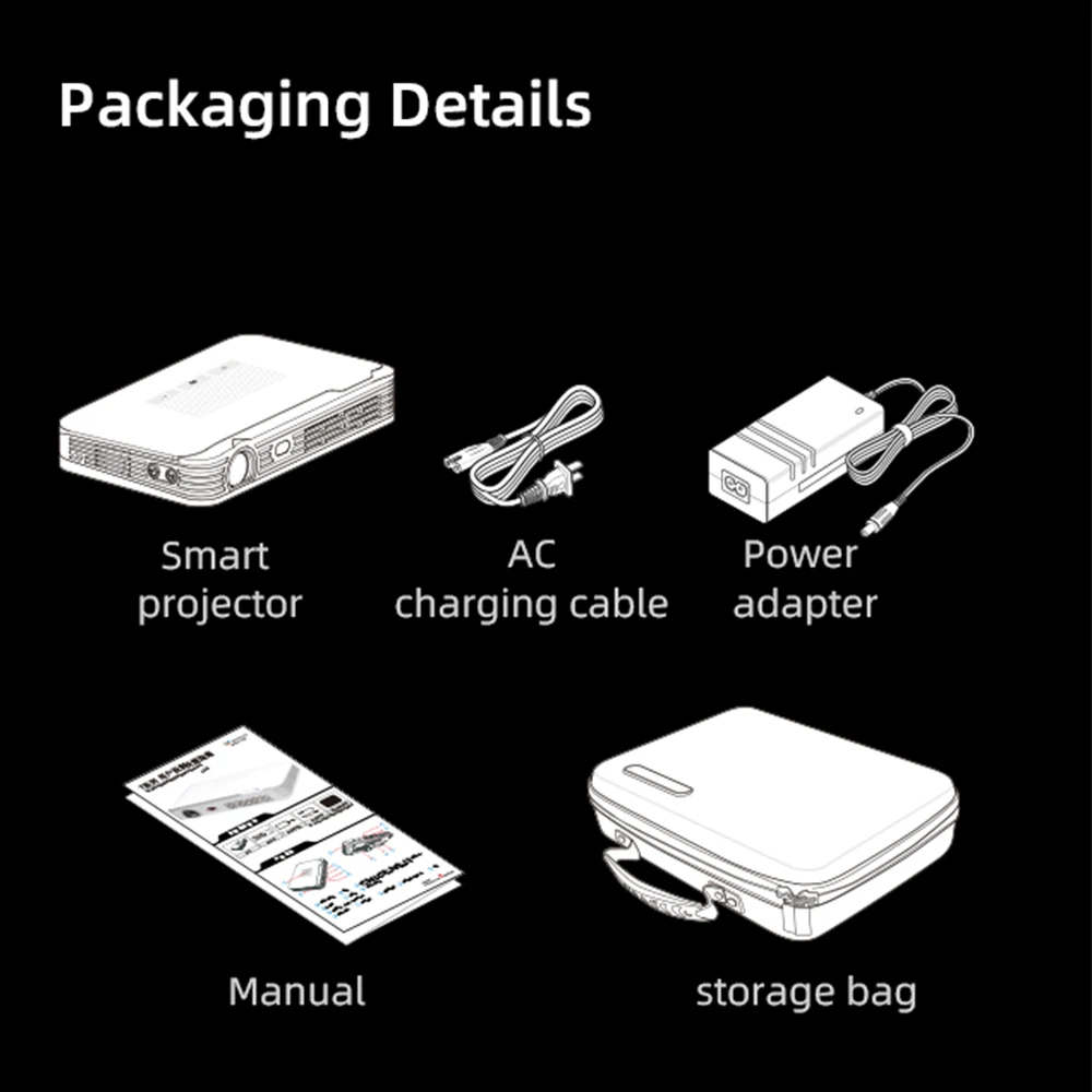 Mini  Smart Android Projector Portable 4K WiFi Video Beamer with 5G 600 Lumens for Home Theater & Mobile Phone