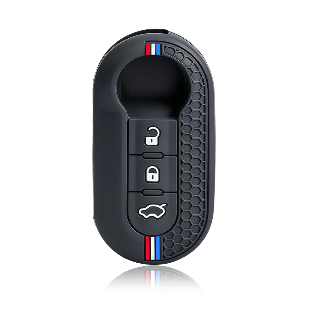 Silicone Car Key Case Cover with Keychain For Fiat 500 Panda Punto Bravo Doblo Peugeot Boxer Citroen Relay Ducato Lancia Musa
