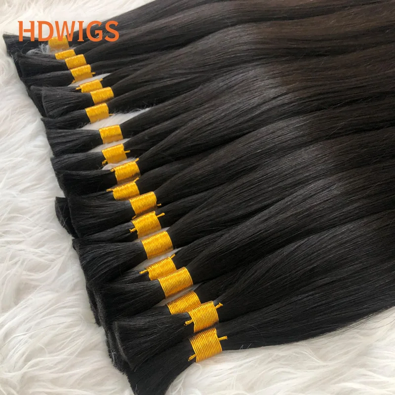 Cabelo humano em massa reto para trança, pacotes de cabelo remy, 100% extensões de cabelo humano, sem trama, 50g, 100g