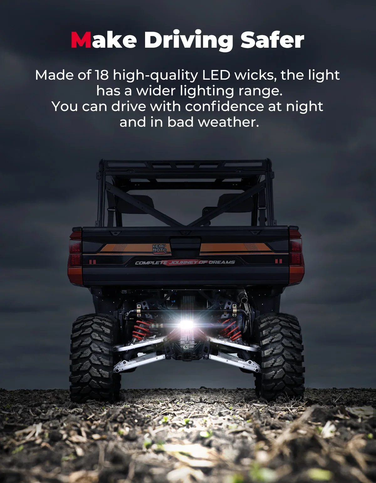 KEMIMOTO 36W Reverse Rear LED Light Kit Compatible with Polaris Ranger 1000 XP/ 1000 XP Crew 2018-2024 Backup Light with Switch