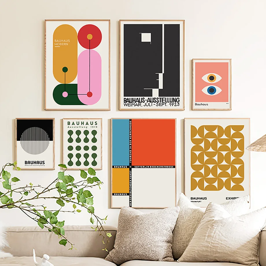 

Modern Bauhaus Abstract Geometric Wall Art Canvas Painting Unique Minimalist Living Room Home Decor Poster Print