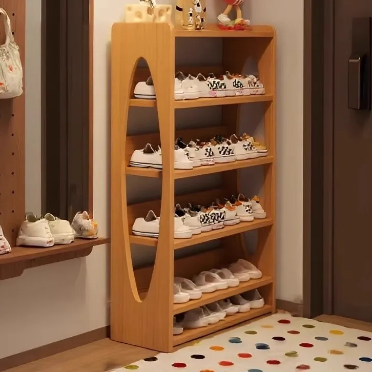 

Полка для обуви из цельного дерева, многослойная бытовая прихожая, аренда дома, общежитие, простая внутренняя полка для хранения, шкаф для обуви