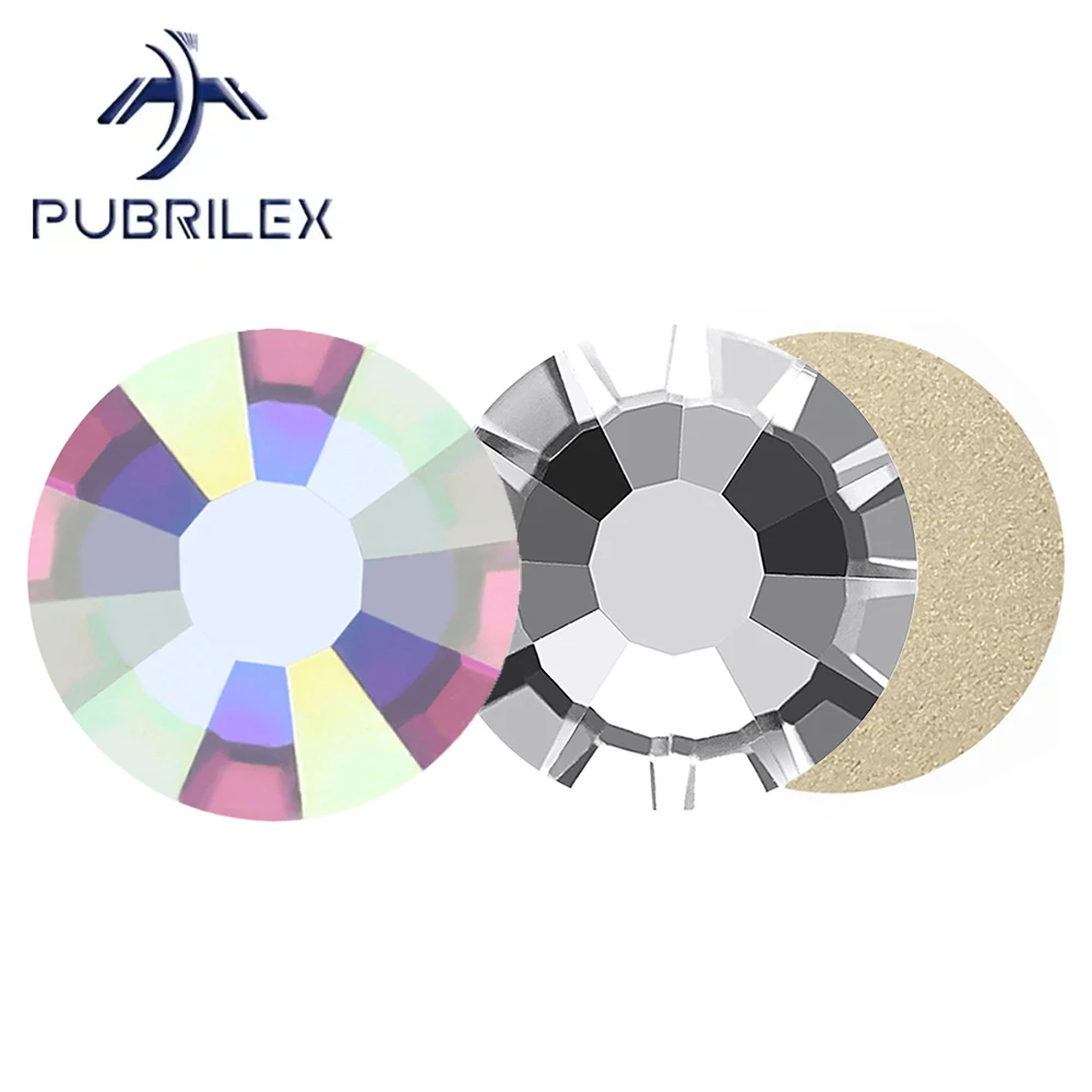 PUBRILEX Crystal AB No Hot Fix Rhinestones SS3-SS50 Flat-back DIY Jewelry Making Decorations Glue On Diamond Stones For Bags