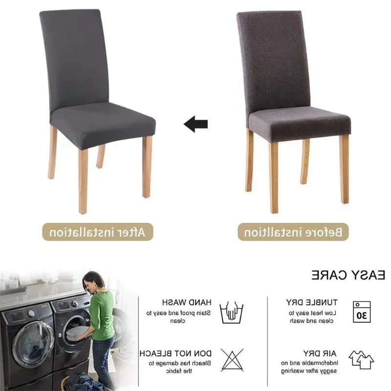 6 Pieces Family Chair Covers Spandex White Wedding Backrest Chair Cover for Hotel Banquet Dining Party Office Chair Slipcover