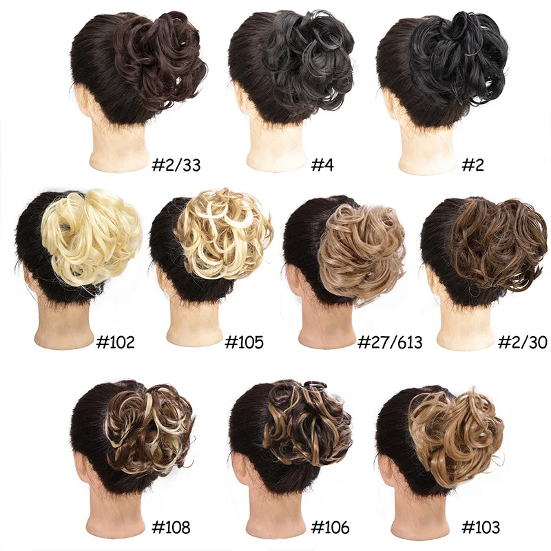 MSTN Synthetic Chignon Messy Bun Claw Clip in Hair Piece Wavy Curly Hair Bun Ponytail Extensions Scrunchie Hairpieces for Women