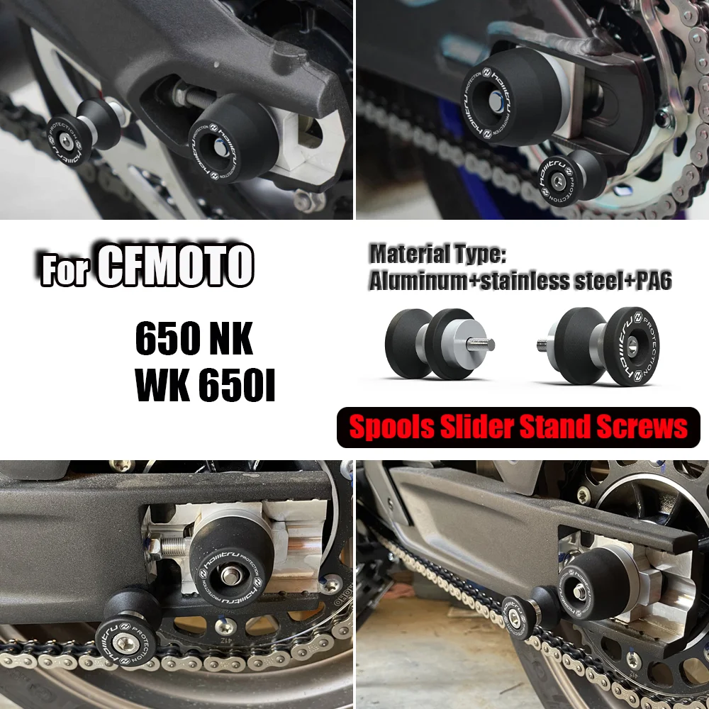 

For CFMOTO 650NK WK650i Motorcycle Spools Slider Stand Screws Rear Stand Screw Bolt Swingarm Spools Slider Paddock Stand Bobbins