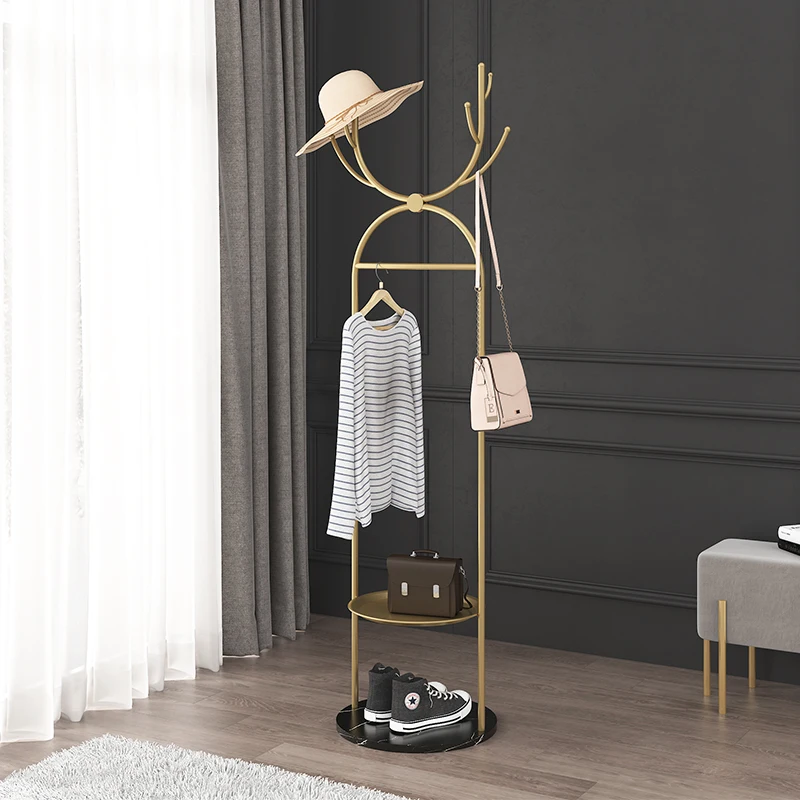 Modern luxury and minimalist floor standing clothes and hats rack, entering the living room, bedroom, hotel club, bedside vertic