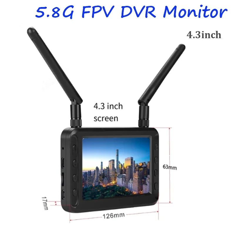 4.3inch 5.8G FPV DVR Monitor LCD Screen 800x480 FPV Reciever Monitor Dual Receiver for RC FPV Drone Quadcopter