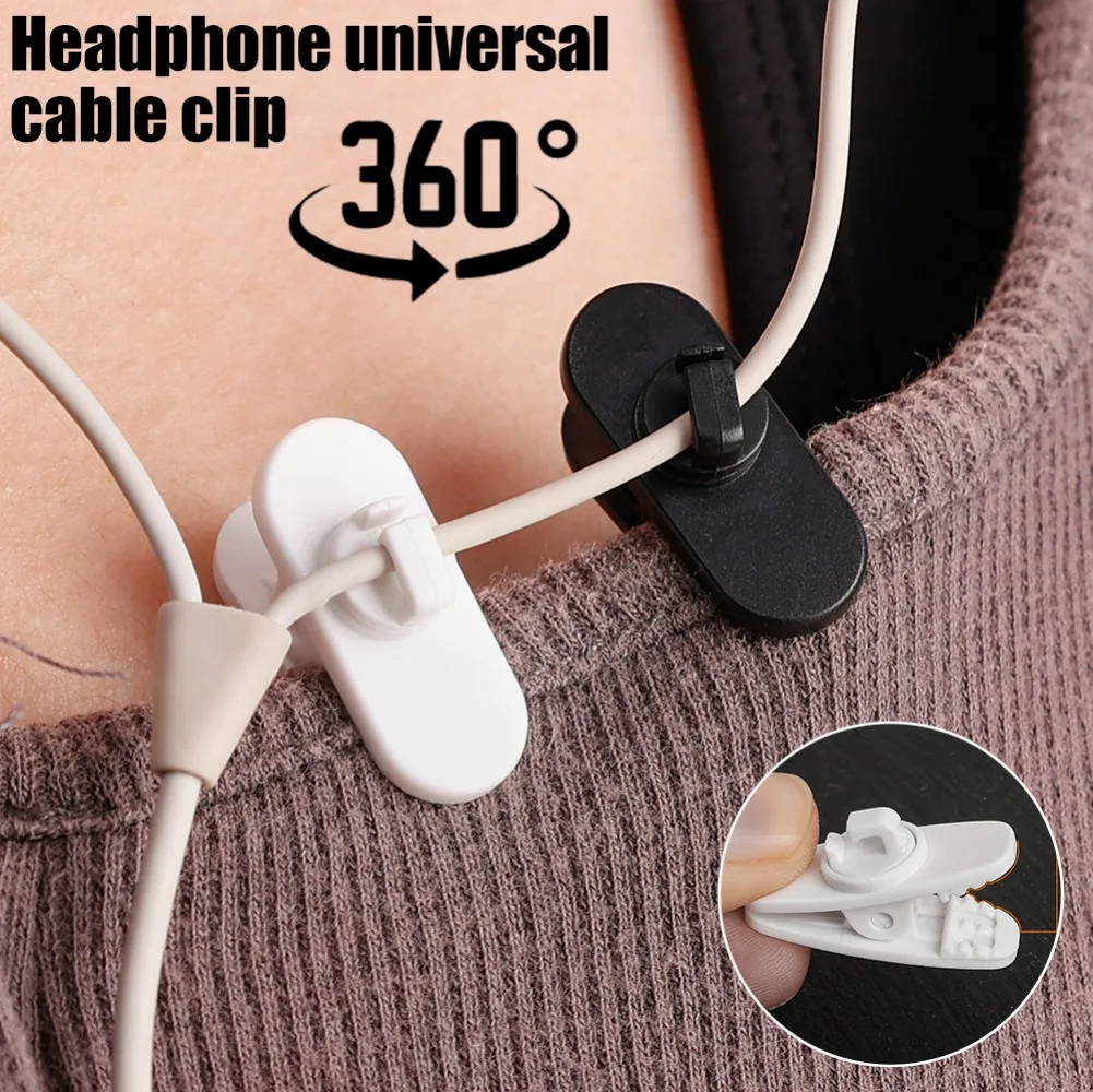360°Rotatable Universal Wired Headphone Line Clips Headphone Cable Clothing Clip Organizer Onto Clothing To Keep Cord in Place