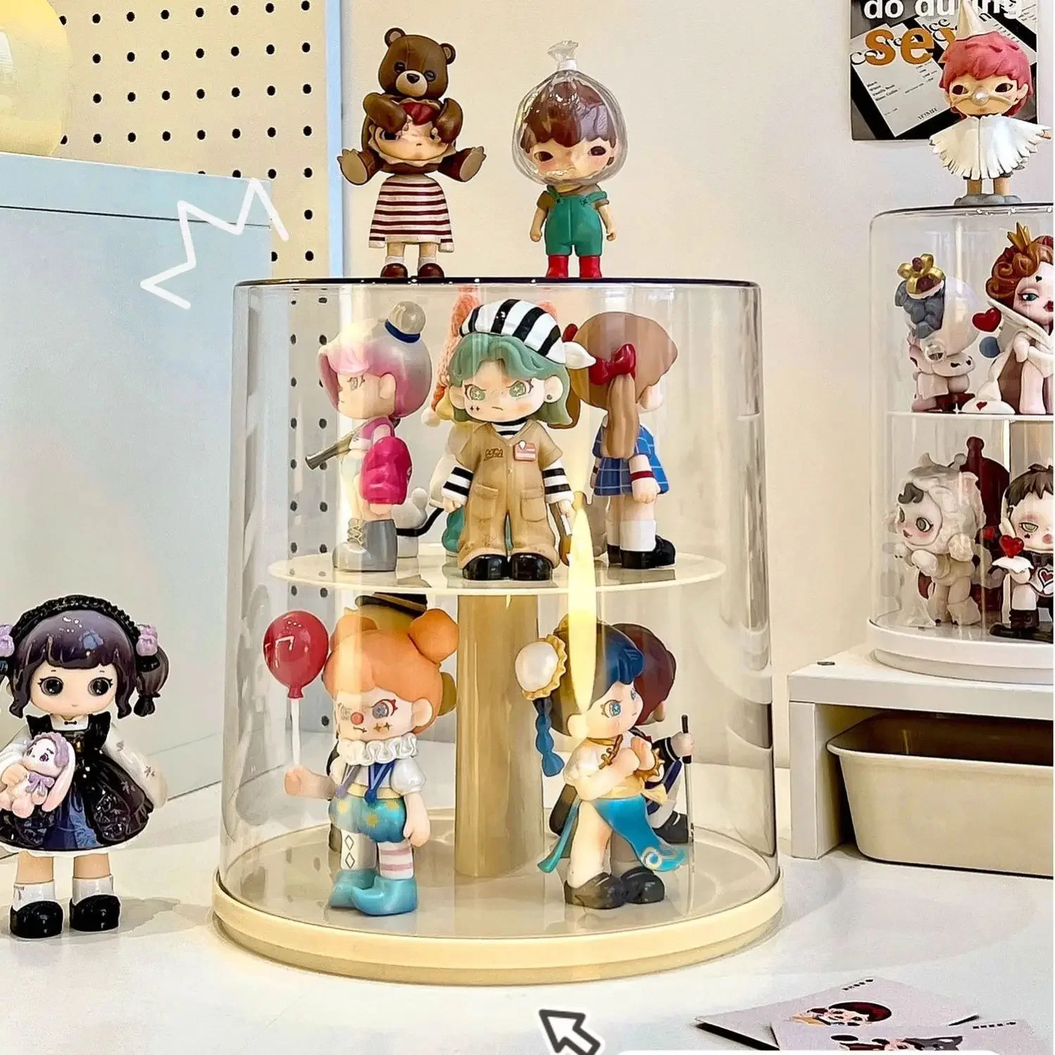 Transparent Acrylic Blind Box Display Stand Display Box For POP-MART Series Action Figures Toys Storage Box Dolls Organizer
