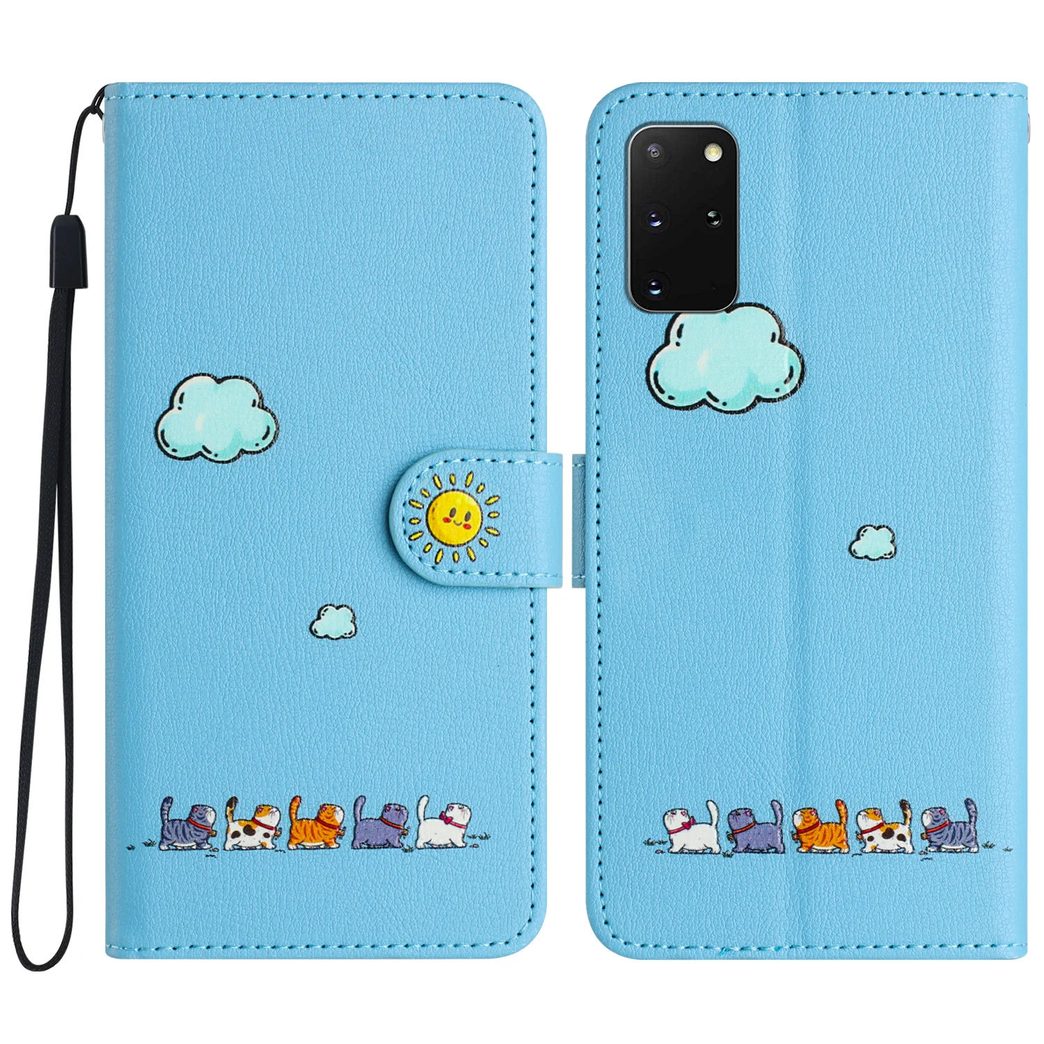

For Samsung Galaxy S20 Plus Cover Cartoon Cat Style Softshell Flip Leather Case