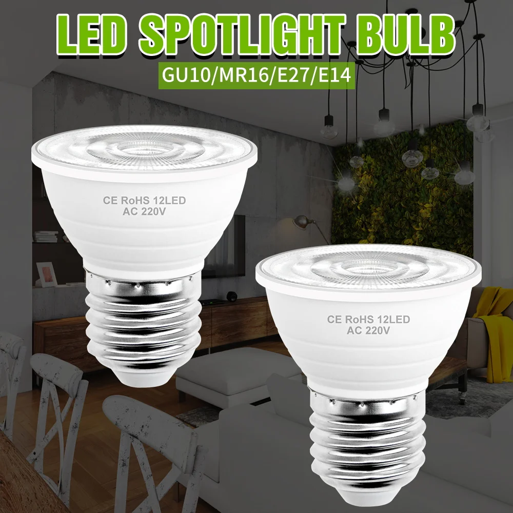 2Pack LED E27/E26 Light Bulb E14 Ceiling Lamp GU10 Spotlight 5W 7W 9W MR16 Leds Chandelier Bulbs Cold/Warm White Lighting AC220V