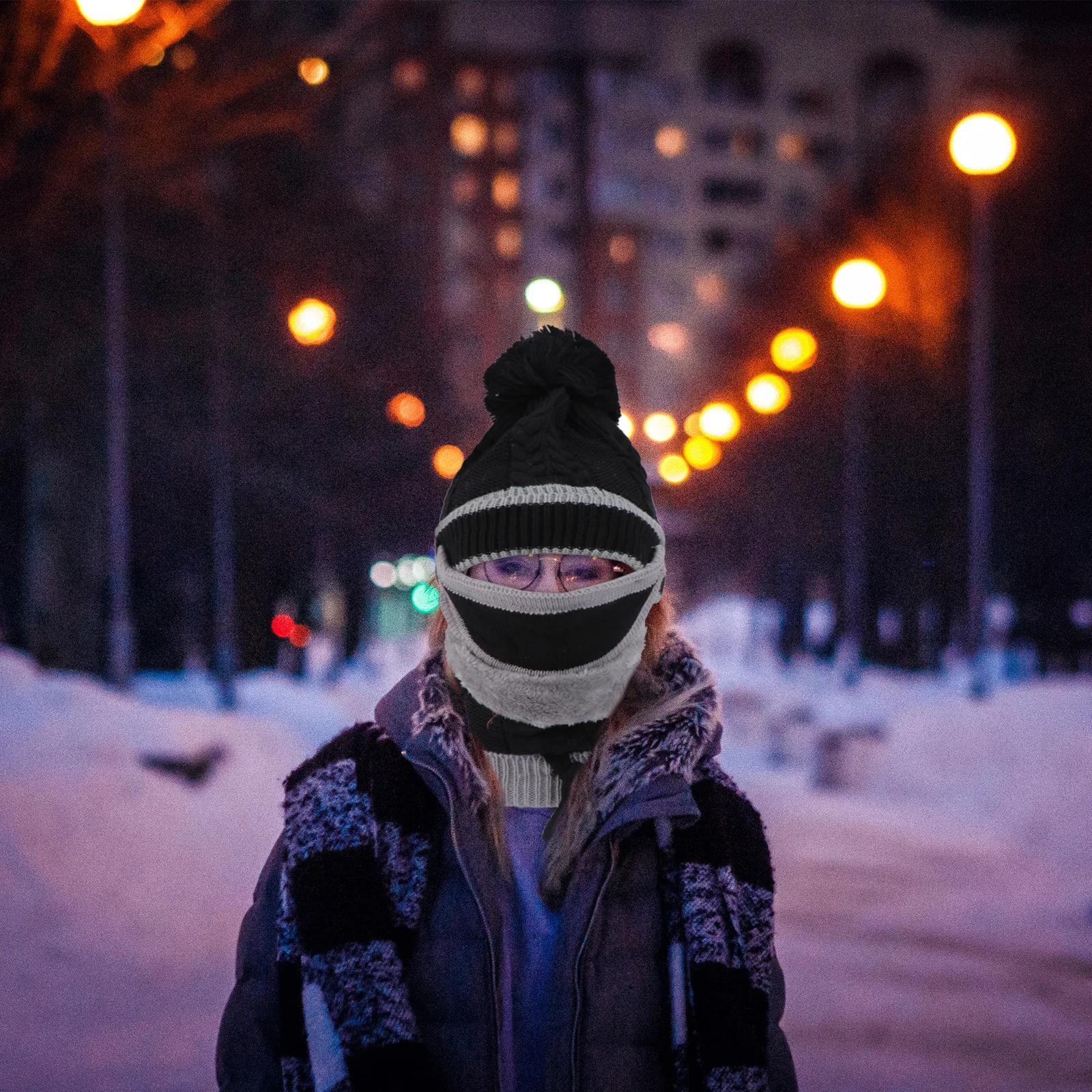 

1Set Knitting Warm Hat Scarf Mask Set Thicken Wool Yarn Soft Durable Winter Neckwarmer Windproof Headgear Scarf Set