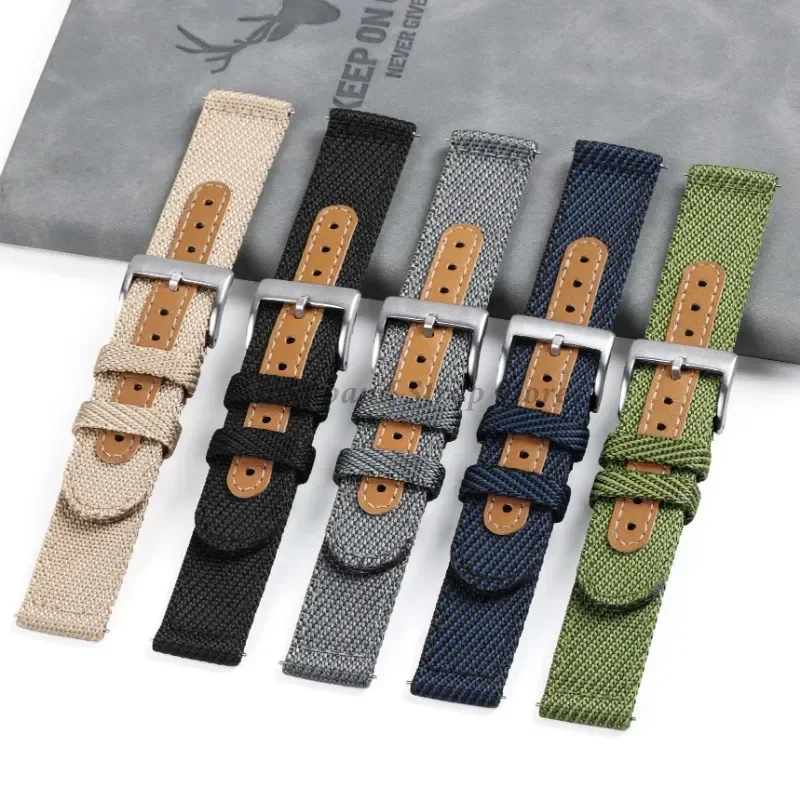 18mm 20mm 22mm Nylon Canvas Watch Strap Men Women For Samsung For Huawei For Omega For Seiko Quick Release Bracelets Accessories image 5