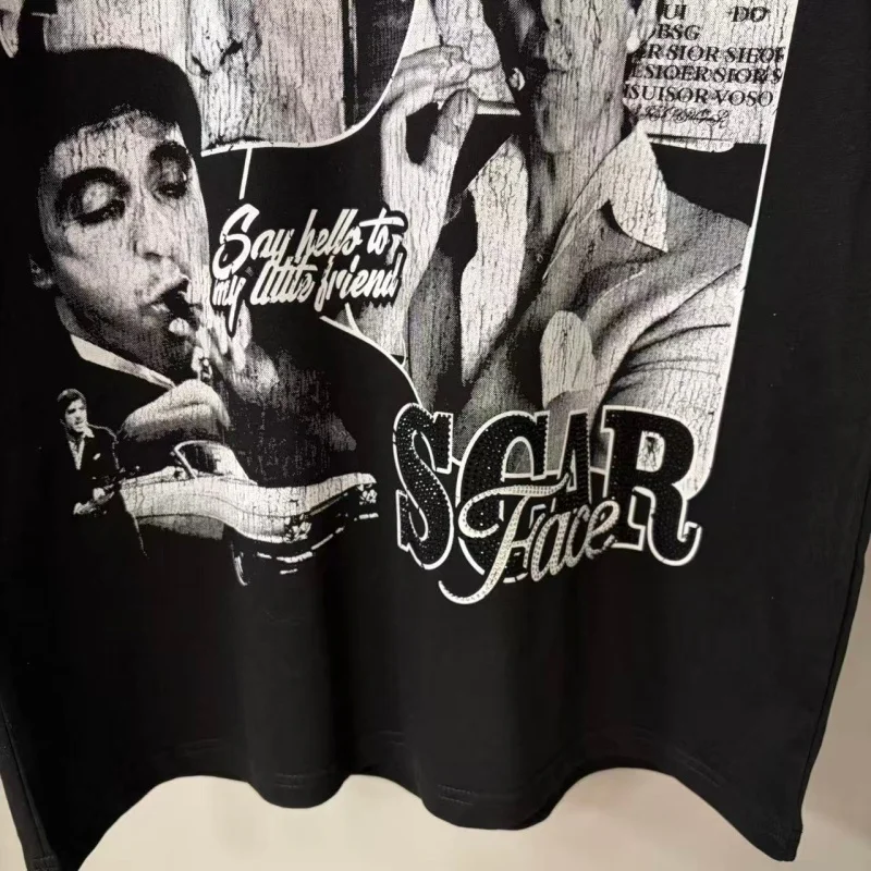 

Футболка Life Hustlers унисекс с цветными блоками, винтажные потертые футболки с принтом фильмов, потертые футболки со стразами, негабаритная уличная одежда в стиле ретро