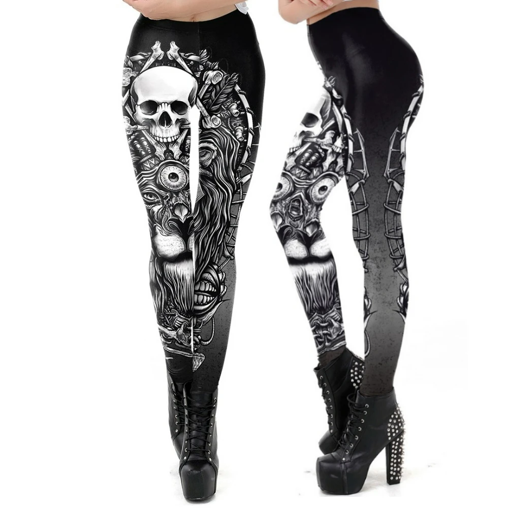 Halloween 3d Digitaal Printen Schedel Punten Sport Yoga Kleine Been Strakke Onderkant Vrouwelijke Nieuwe Producten Legging Vrouwen Gothic Kleding