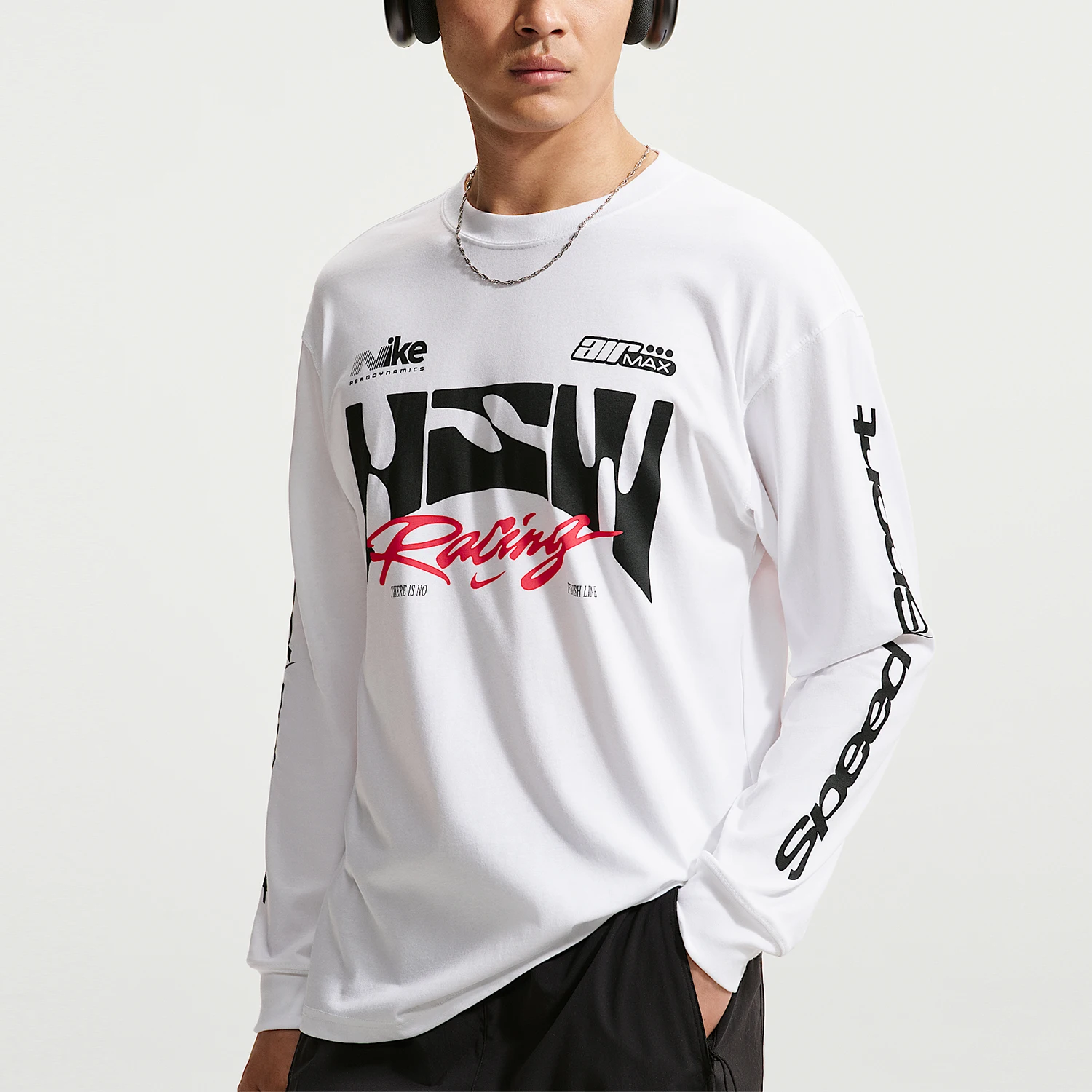 Nike genuine Sportswear men's loose fitting pullover fashionable long sleeved T-shirt IM3782-100