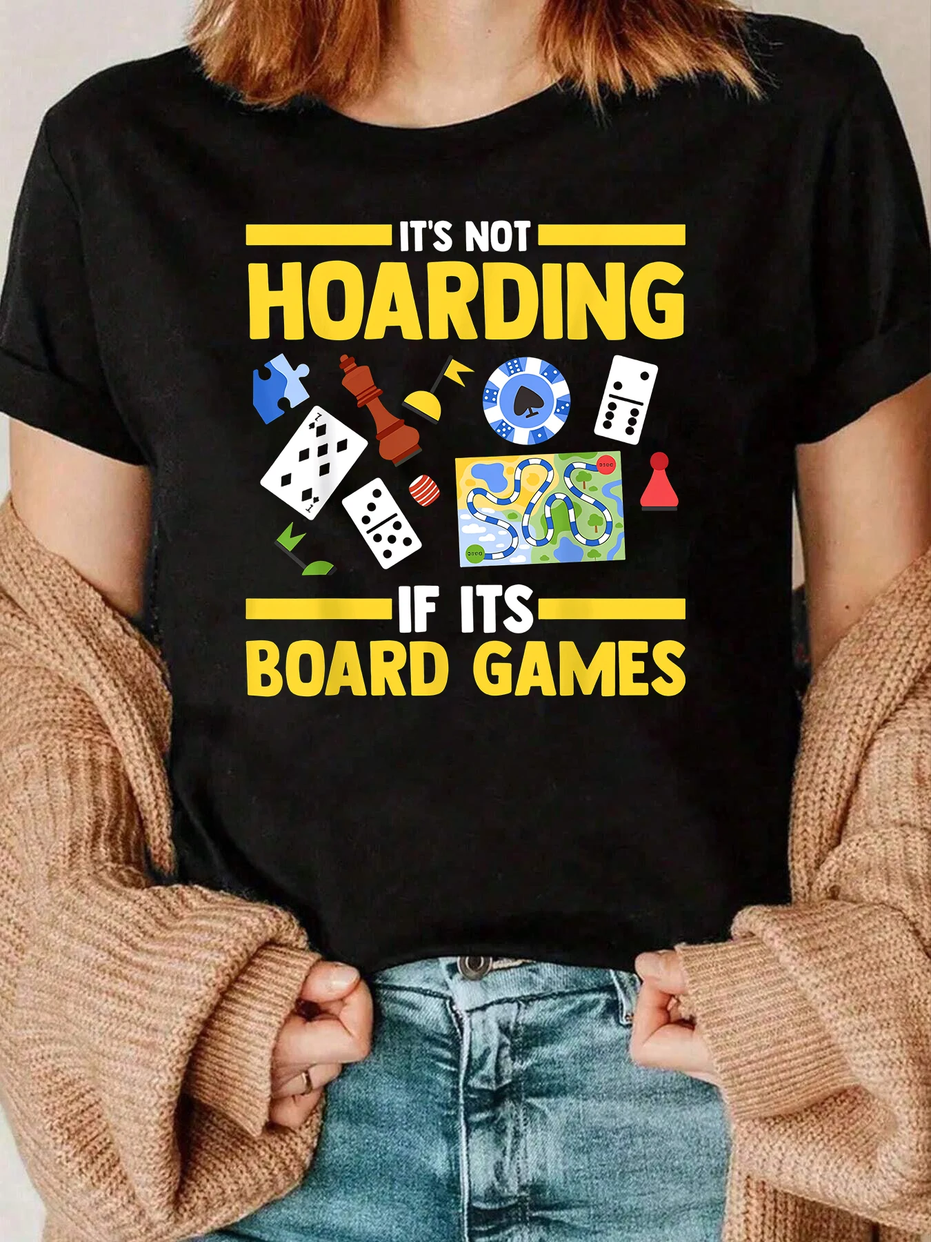 

Футболка с графическим рисунком для настольных игр для любителей настольных игр, повседневная одежда для женщин, 220 г