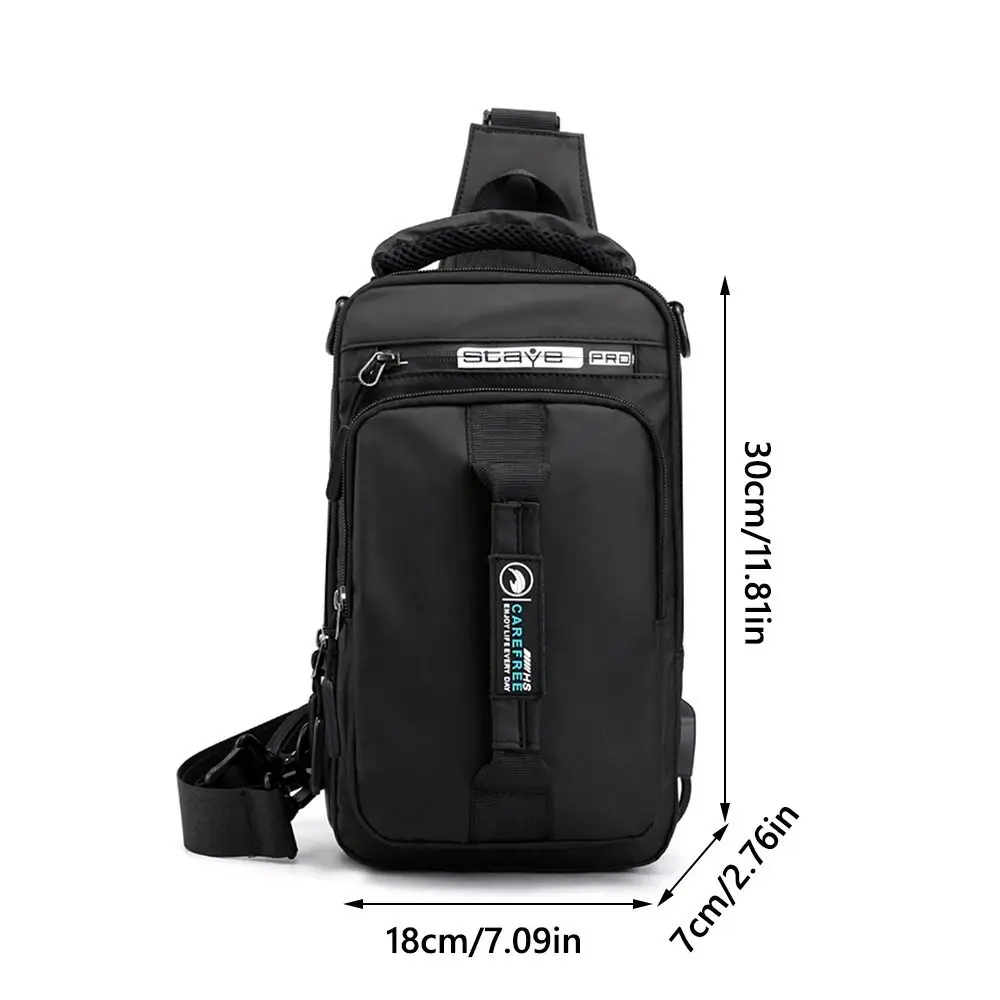 Men USB Charging Shoulder Messenger Backpack Waterproof Zipper Chest Bag Anti-theft Crossbody Bags Outdoor - view 4