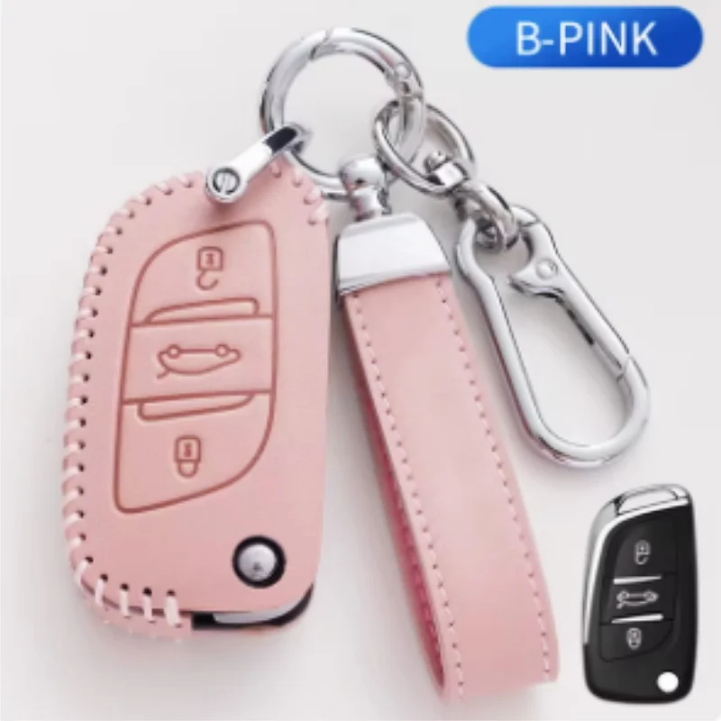 

Leather Car Flip Key Case Cover Shell Fob For Citroen C1 C2 C3 C4 C5 XSARA PICA For Peugeot 306 407 807 For DS DS3 DS4 DS5 DS6