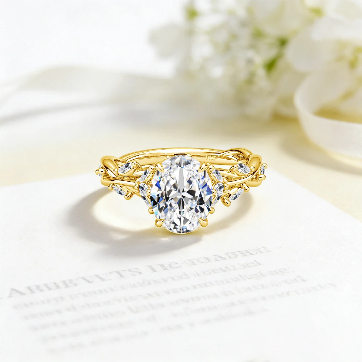 925 Sterling Silber Gedrehter Weinrebenring mit 2 Karat Oval Geschliffenem Moissanit, Brautschmuck, Damen Ehering, Verlobungsgeschenk – Detail 4