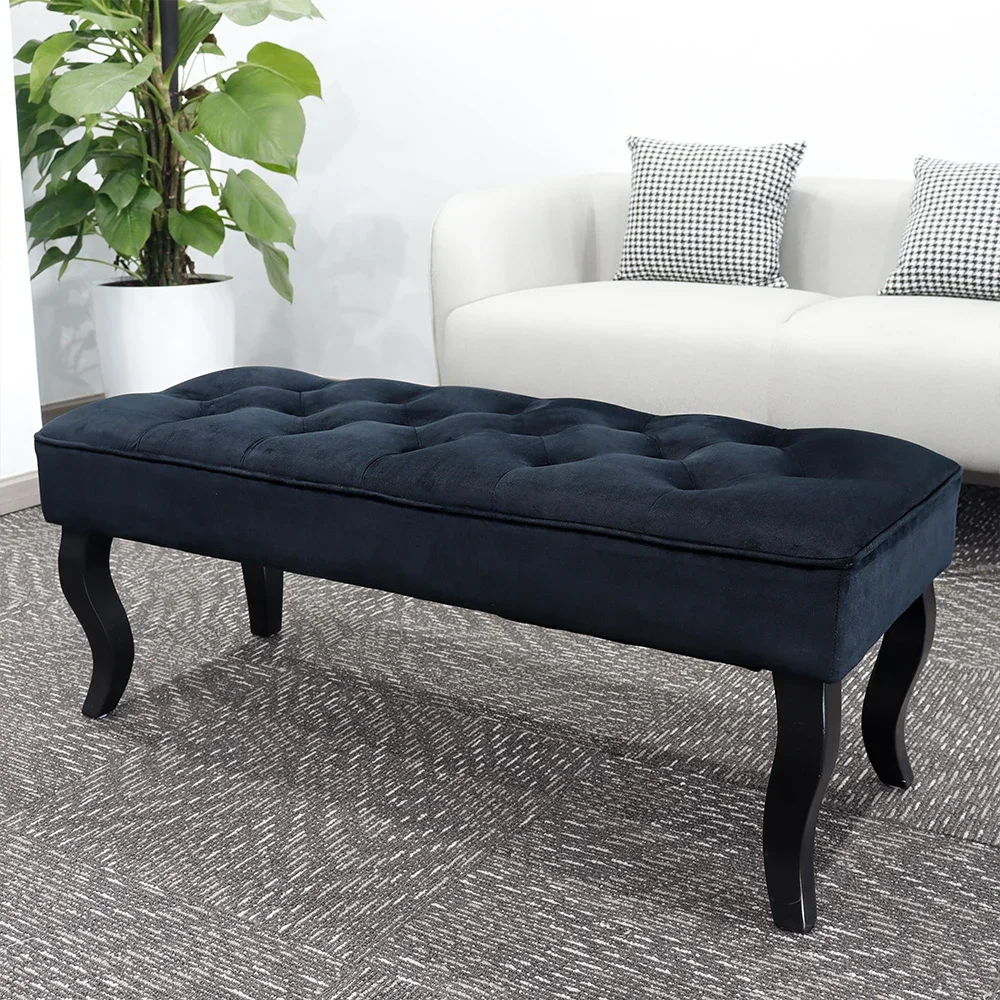 US Velvet Tufted Storage Ottoman Bench for Bedroom Entryway Piano