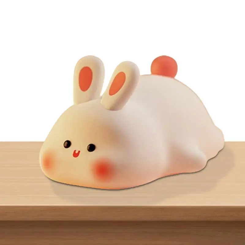 Cute Rabbit Lamp Led Night Light Sensory Bedroom Bedside Light 3 Modes Silicone Rechargeable Rabbit Design For Soothing